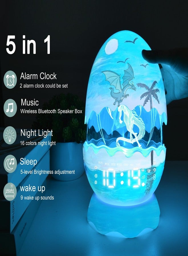 MTDYHY Paint Your Own Glowing Dragon Egg Night Light with Digital Clock Alarm Clock/Bluetooth Speaker, 12 Colors Painting Art & Crafts Kit Supplies for Kids/Adults, Ideal for Graffiti Enthusiasts - Image 4